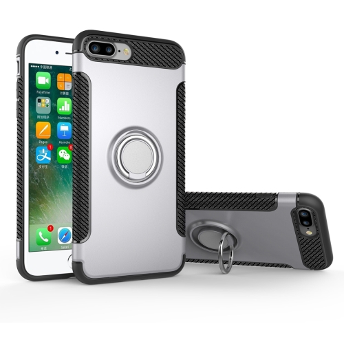 

For iPhone 8 Plus & 7 Plus Magnetic 360 Degree Rotation Ring Armor Protective Case(Silver)