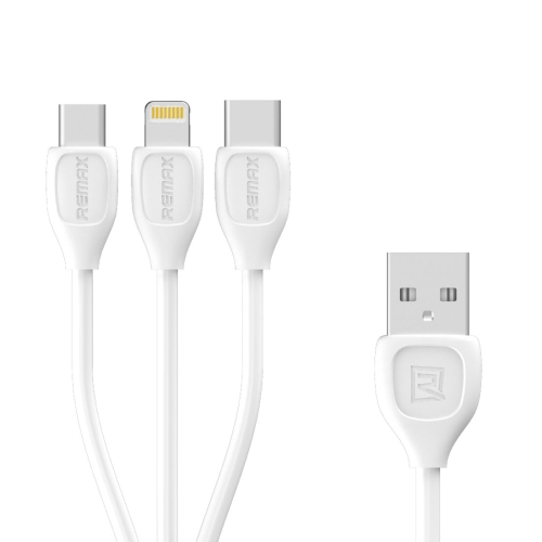 

REMAX RC-050TH 3 in 1 USB to 8 Pin & USB-C / Type-C & Micro USB Fast Data Charging Cable, Cable Length: about 1m, For iPhone / iPad / Galaxy / Huawei / Xiaomi / LG / HTC / Meizu and Other Smart Phones, Digital Products(White)