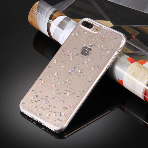 

For iPhone 8 Plus & 7 Plus Transparent Stars Glitter Powder Soft TPU Protective Case