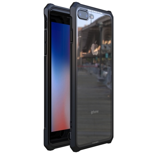 

Snap-on Aluminum Frame and Tempered Glass Back Plate Case for iPhone 7 Plus(Black)