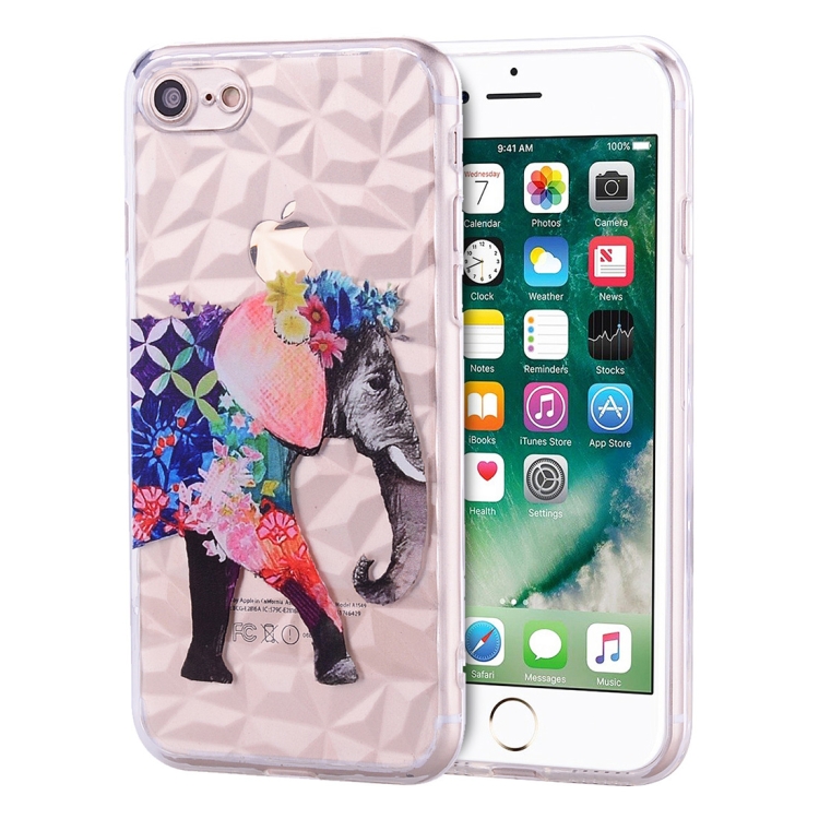 

Elephant Pattern Diamond Texture TPU Protector Back Cover Case for iPhone 8 & 7