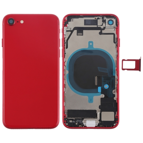 

Battery Back Cover Assembly with Side Keys & Vibrator & Loud Speaker & Power Button + Volume Button Flex Cable & Card Tray for iPhone 8(Red)