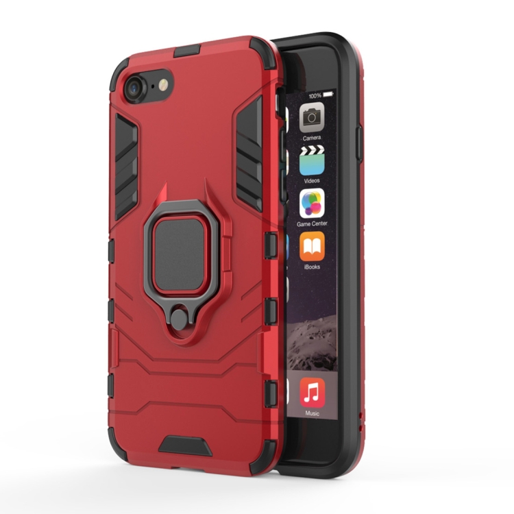 

PC + TPU Shockproof Protective Case For iPhone SE 2020 & 8 & 7, with Magnetic Ring Holder (Red)