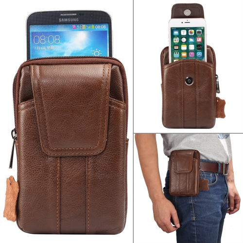 

6.2 inch and Below Universal Genuine Leather Men Vertical Style Case Waist Bag with Belt Hole, For Sony, Huawei, Meizu, Lenovo, ASUS, Cubot, Oneplus, Xiaomi, Ulefone, Letv, DOOGEE, Vkworld, and other Smartphones(Coffee)