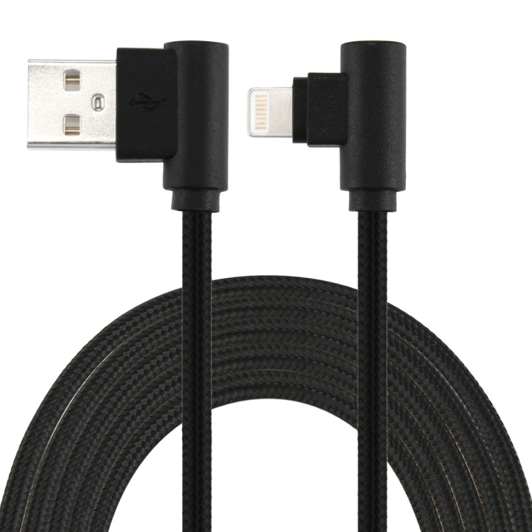 

1m Nylon Weave Style USB to 8 Pin Double Elbow Charging Cable, For iPhone XR / iPhone XS MAX / iPhone X & XS / iPhone 8 & 8 Plus / iPhone 7 & 7 Plus / iPhone 6 & 6s & 6 Plus & 6s Plus / iPad(Black)