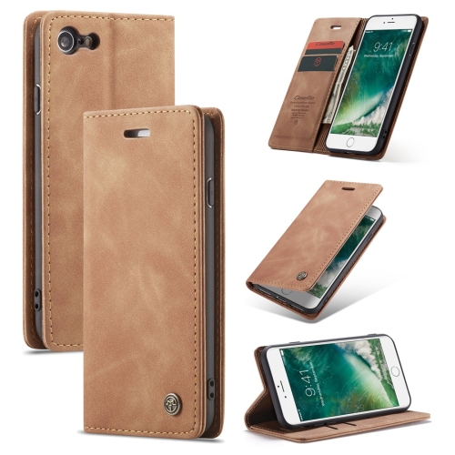 

CaseMe-013 Multifunctional Retro Frosted Horizontal Flip Leather Case for iPhone 7 / 8, with Card Slot & Holder & Wallet(Brown)