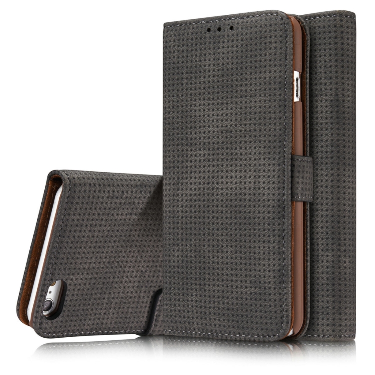 

For iPhone 8 & 7 Retro Style Mesh Breathable Horizontal Flip Leather Case with Card Slot & Holder & Wallet (Black)