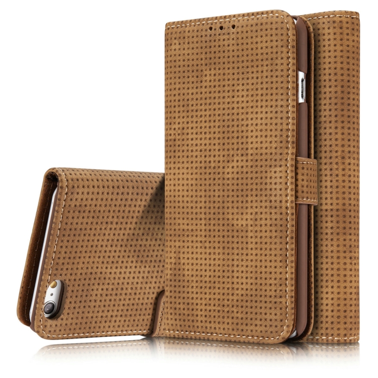 

For iPhone 8 & 7 Retro Style Mesh Breathable Horizontal Flip Leather Case with Card Slot & Holder & Wallet (Brown)