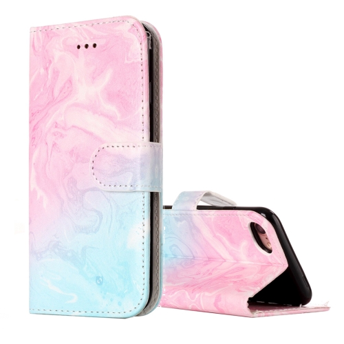 

For iPhone SE 2020 & 8 & 7 Pink Green Marble Pattern Horizontal Flip Leather Case with Holder & Card Slots & Wallet