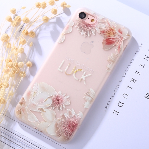 

For iPhone 8 & 7 Embossment LUCK Daisy Pattern Soft TPU Protective Case