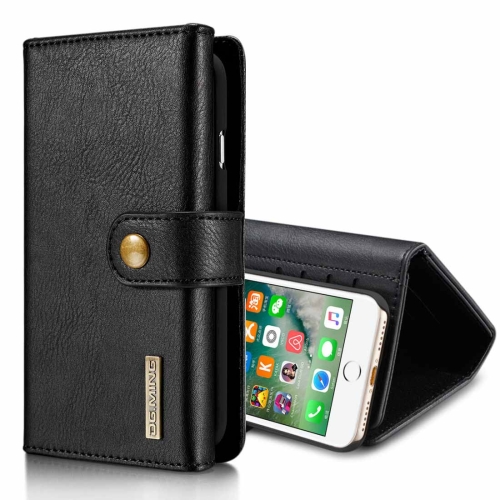 

DG.MING for iPhone 8 & 7 Triple Fold Crazy Horse Texture Horizontal Flip Magnetic Protective Case with Holder & Card Slots & Wallet(Black)