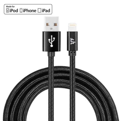 

YF-MX03 2m 2.4A MFI Certificated 8 Pin to USB Nylon Weave Style Data Sync Charging Cable For iPhone 11 Pro Max / iPhone 11 Pro / iPhone 11 / iPhone XR / iPhone XS MAX / iPhone X & XS / iPhone 8 & 8 Plus / iPhone 7 & 7 Plus (Black)