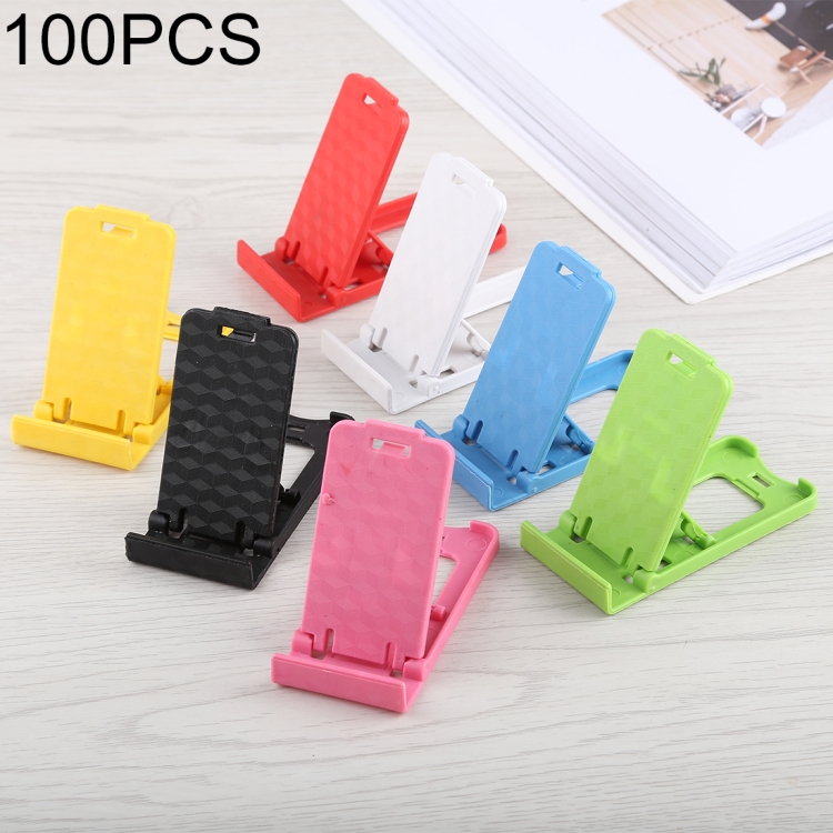 

100 PCS Mini Universal Adjustable Foldable Phone Desk Holder, For iPhone, iPad, Samsung, Huawei, Xiaomi other Smartphones and Tablets, Random Color Delivery