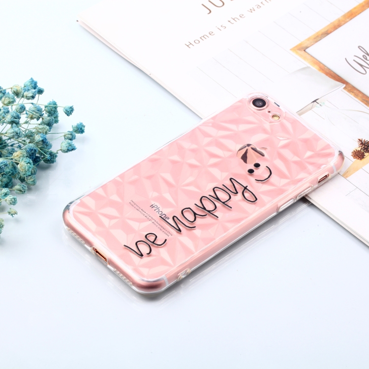 

Be Happy Words Pattern Diamond Texture Oil Embossed TPU Case for iPhone 8 & 7