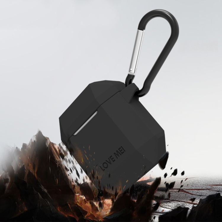 

LOVE MEI Anti-lost Rope + Silicone Case + Earphone Hang Buckle + Earplug Love Mei Series Silicone Protective Case for Apple AirPods 1/2(Black)