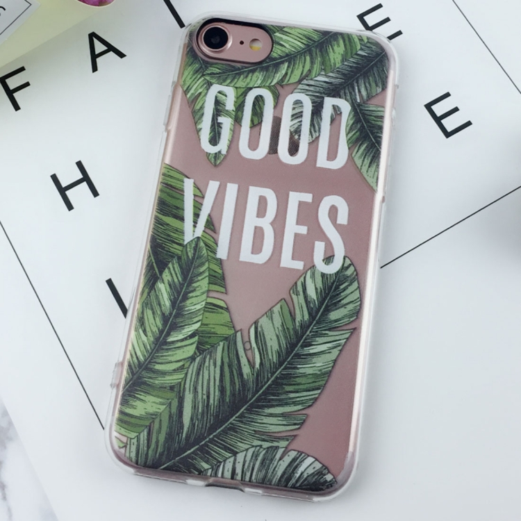 

For iPhone 8 & 7 Green Leaf Pattern Soft TPU Protective Back Case