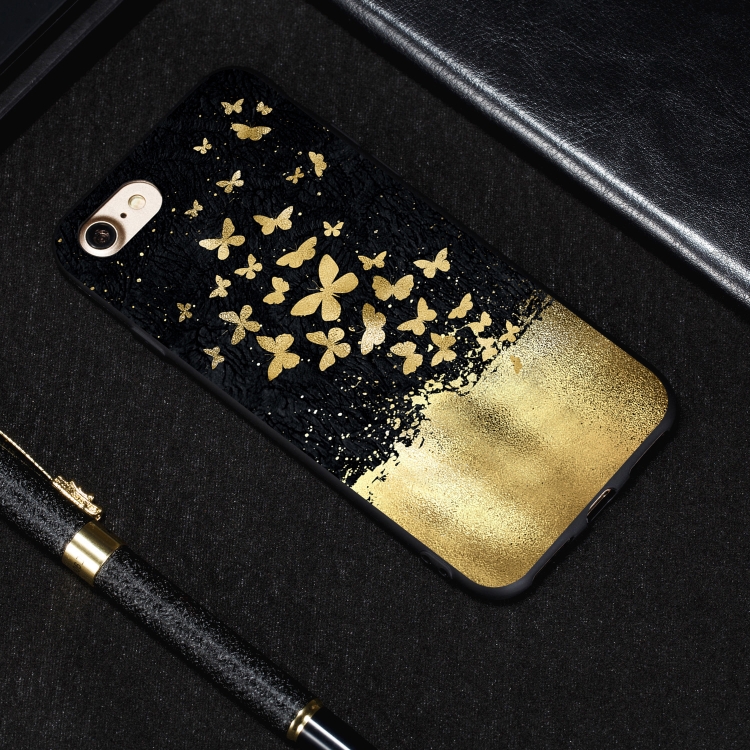 

Gold Butterfly Painted Pattern Soft TPU Case For iPhone SE 2020 & 8 & 7