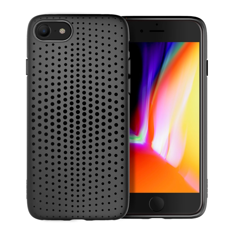 

ROCK Dot Series For iPhone SE 2020 & 8 & 7 Mesh Style TPU Breathable Soft Protective Back Cover Case(Black)
