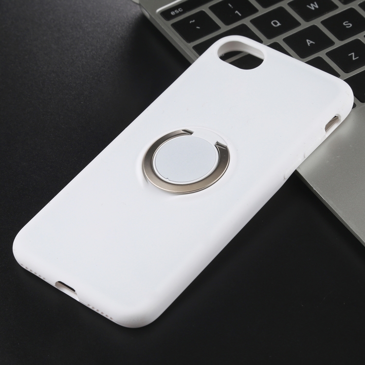 

Shockproof Pure Color Liquid Silicone Protective Case for iPhone 7 / 8, with Invisible Holder(White)