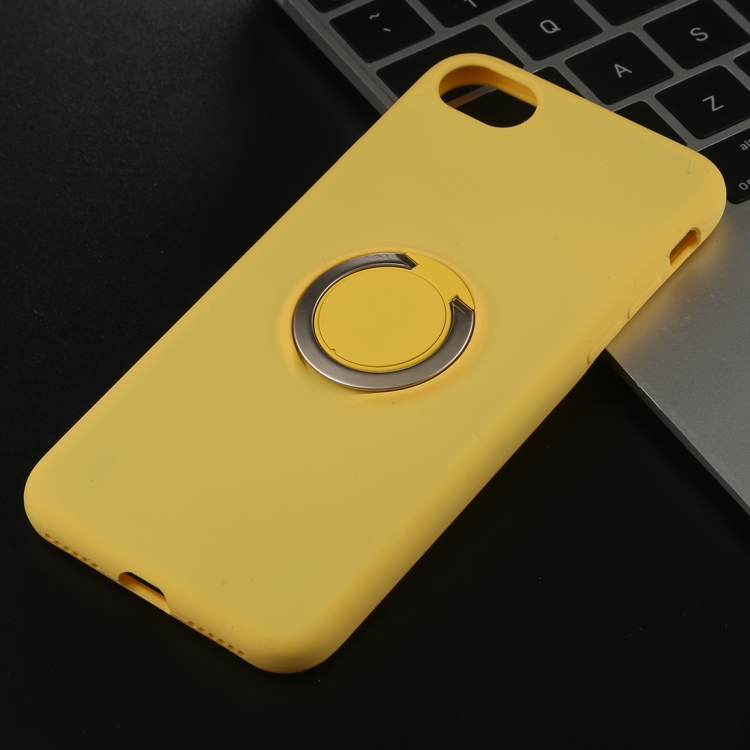 

Shockproof Pure Color Liquid Silicone Protective Case for iPhone 7 / 8, with Invisible Holder(Yellow)
