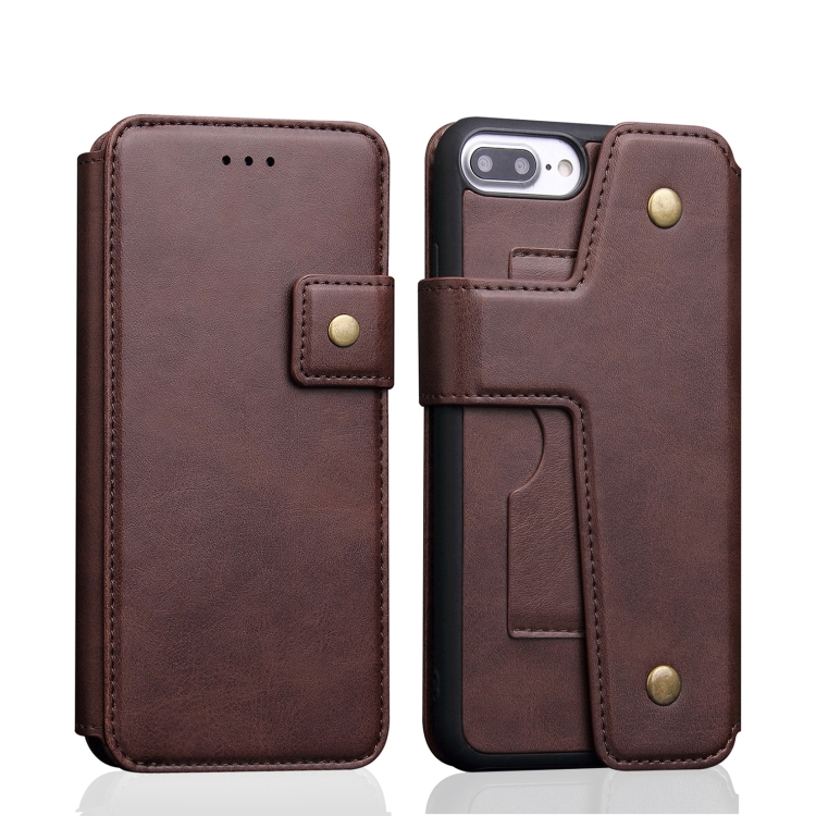 

Cowhide Texture Magnetic Absorption Detachable Horizontal Flip Leather Case for iPhone 8 & 7, with Holder & Card Slots & Wallet (Coffee)