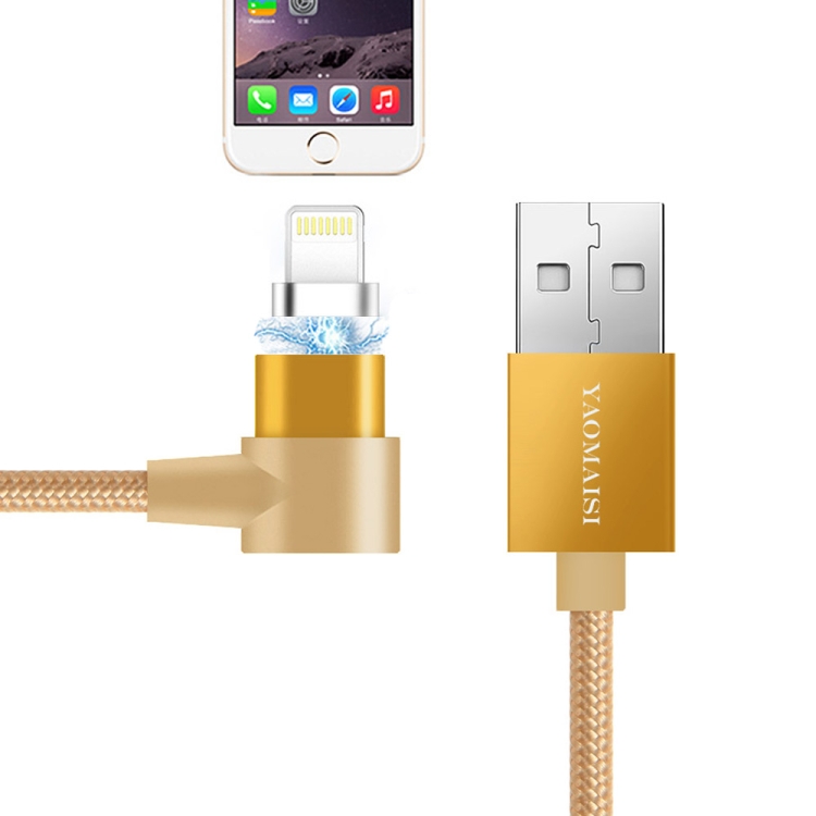 

YAOMAISI Q13 1m 8 Pin to USB L-Type Nylon Weave Data Sync Charging Cable, For iPhone XR / iPhone XS MAX / iPhone X & XS / iPhone 8 & 8 Plus / iPhone 7 & 7 Plus / iPhone 6 & 6s & 6 Plus & 6s Plus / iPad(Gold)