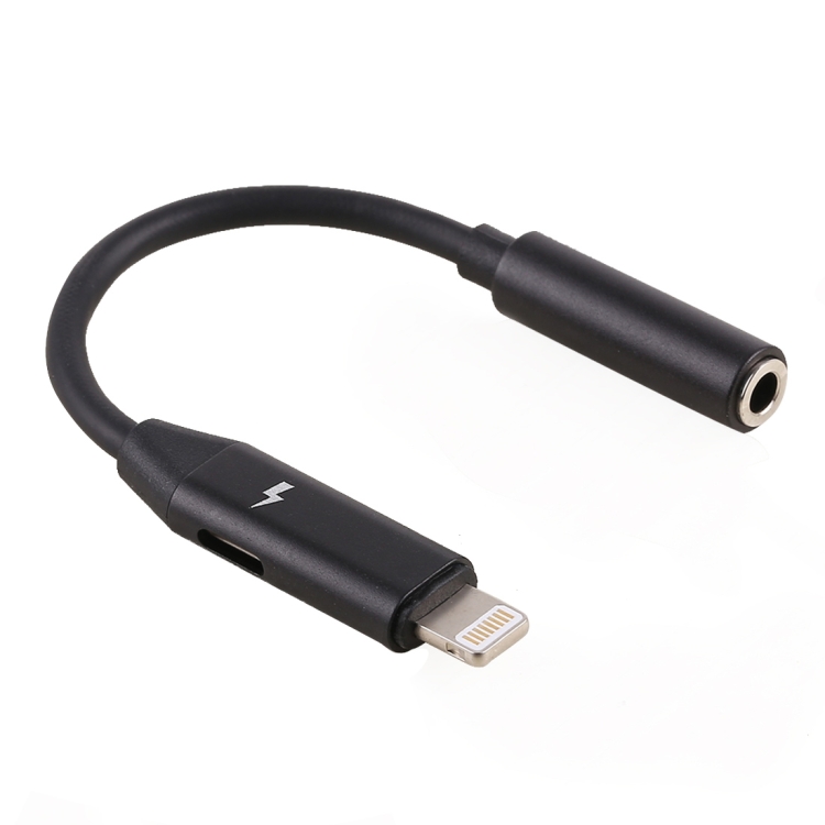 

3.5mm Female to 8 Pin Female + Male Audio & Charge Adapter(Black)