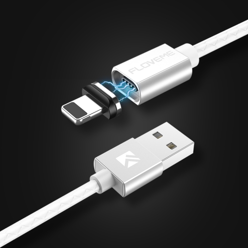

FLOVEME 1m 3A USB to 8 Pin Magnetic Embossed PET Fast Charging & Data Cable, For iPhone XR / iPhone XS MAX / iPhone X & XS / iPhone 8 & 8 Plus / iPhone 7 & 7 Plus / iPhone 6 & 6s & 6 Plus & 6s Plus / iPad(White)