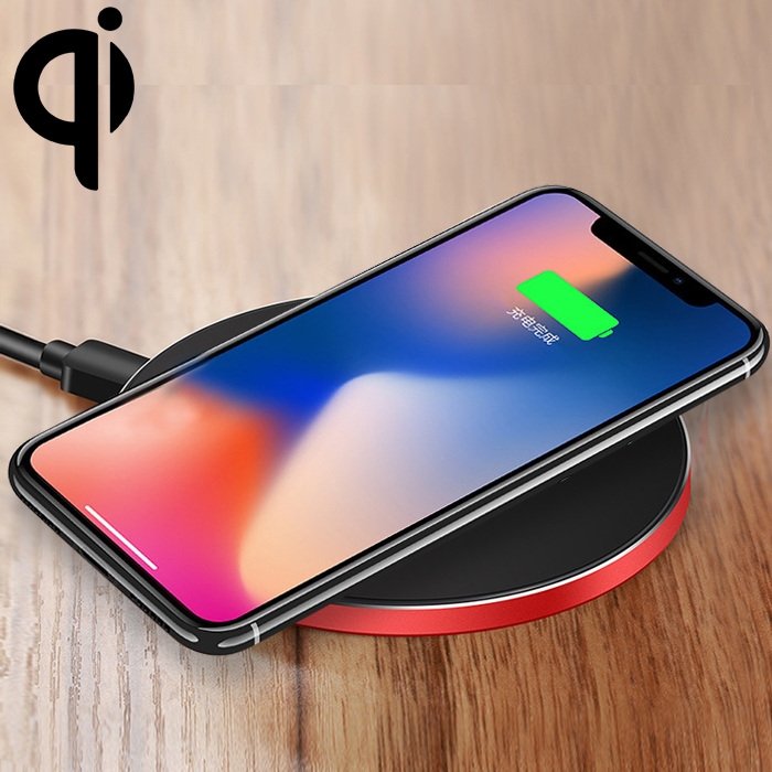 

GY-68 Ultra-Thin Aluminum Alloy Wireless Fast Charging Qi Charger Pad(Black Red)