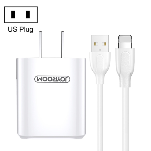 

JOYROOM L-M226 2.4A Dual USB Travel Wall Charger Power Plug Adapter, with 8 Pin Cable, US Plug(White)