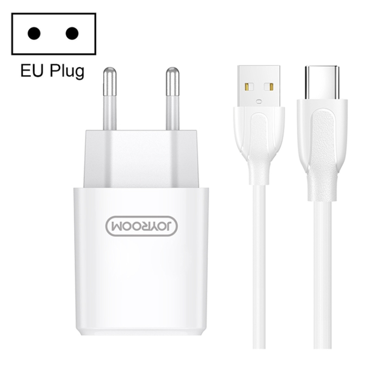 

JOYROOM L-M126 2.4A USB Travel Wall Charger Power Plug Adapter, with USB-C / Type-C Cable, EU Plug(White)