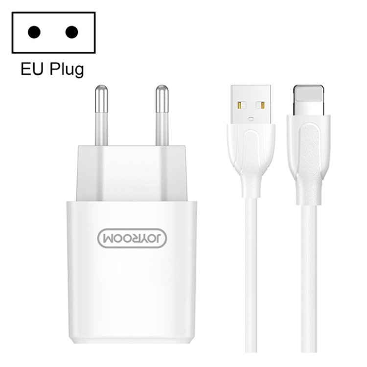 

JOYROOM L-M126 2.4A USB Travel Wall Charger Power Plug Adapter, with 8 Pin Cable, EU Plug(White)