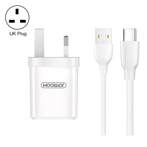 

JOYROOM L-M126 2.4A USB Travel Wall Charger Power Plug Adapter, with USB-C / Type-C Cable, UK Plug (White)