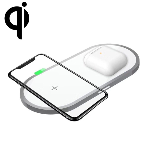 

W31 2 in 1 QI Standard Dual Charge Wireless Charger for QI Standard Mobile Phone & AirPods 2(White)