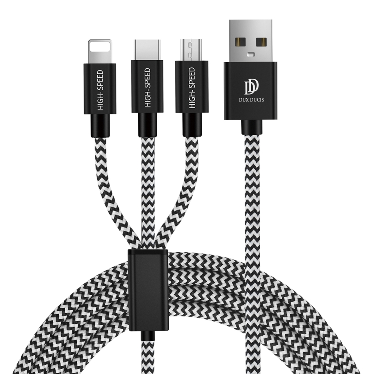 

DUX DUCIS 1.0m 3 in 1 USB-C + Type-C + 8 Pin Data Sync Charge Cable