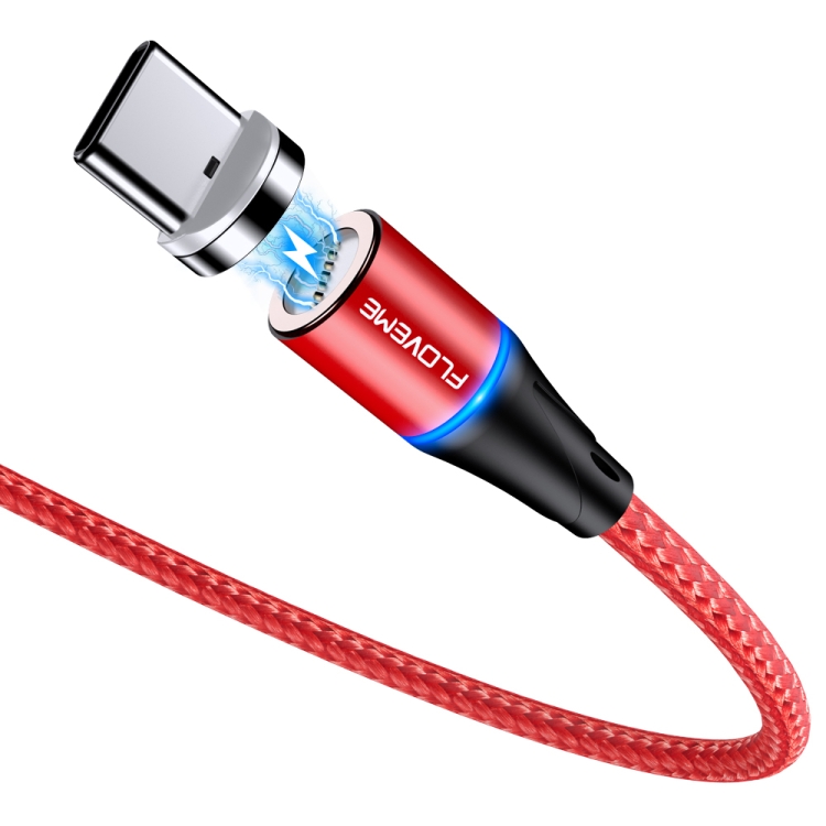 

FLOVEME 1m USB-C / Type-C to USB Round Head Magnetic 3A Fast Charging & Data Cable(Red)