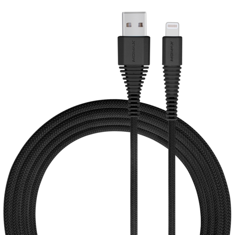 

Momax 2.4A 8 Pin Nylon Knitting Tough Link Charging Cable, Length : 2m (Black)
