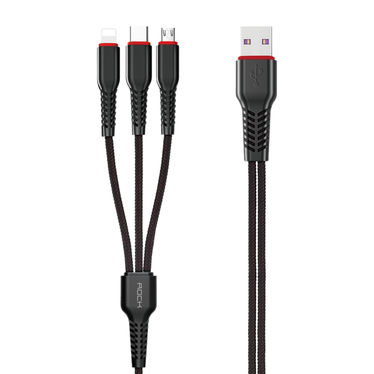 

ROCK G6 6 In 1 Multi-function 8 Pin + Micro + Type-C / USB-C Metal Weave Charging Cable, Length: 2m (Black)