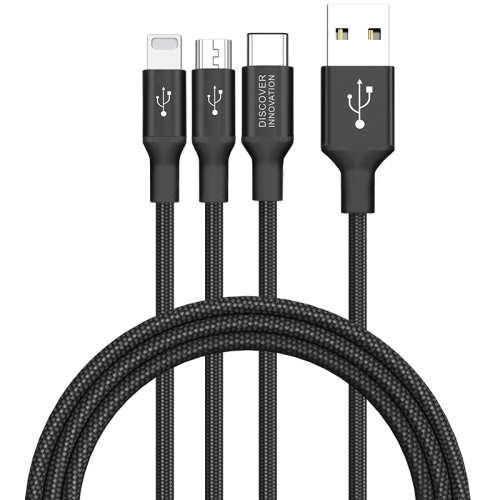 

NILLKIN Xunjie Series 3 In 1 Multi-function 8 Pin + Micro + Type-C / USB-C Fast Charging Cable, Length: 1m(Black)