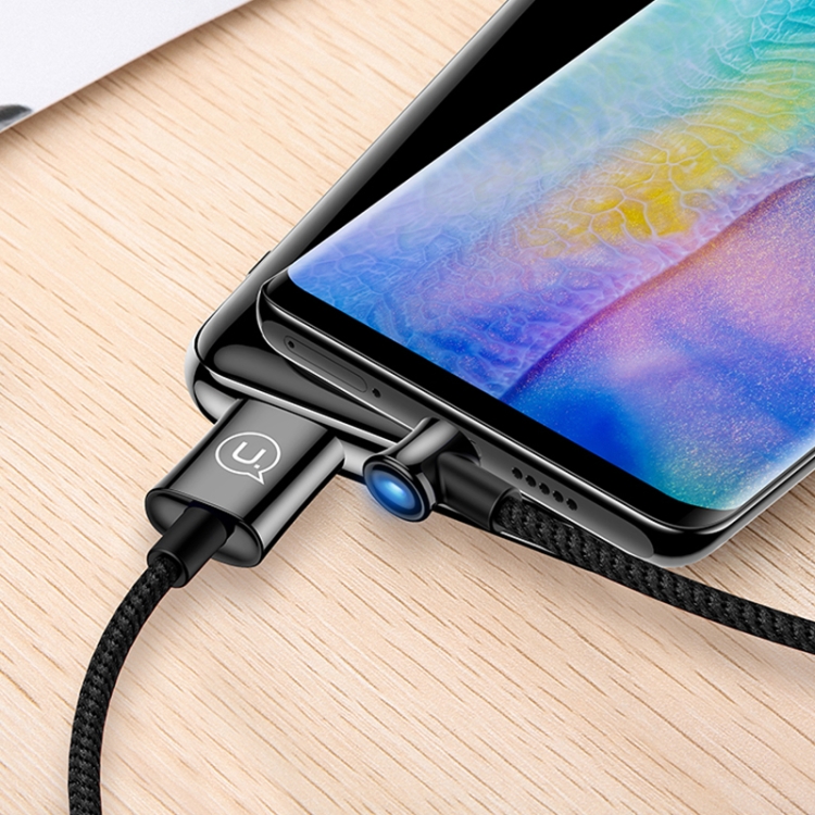 

USAMS US-SJ341 U13 Type-C / USB-C Angle Head Design Intelligent Power Cut Charging Cable, Length: 1.2m(Black)