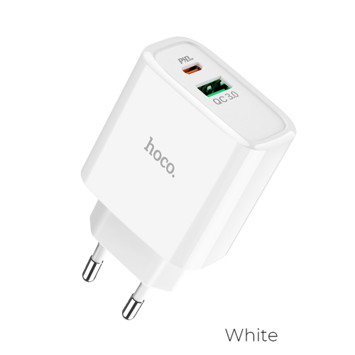 

hoco C57A Fast Charger PD+QC3.0 Charger, EU Plug (White)