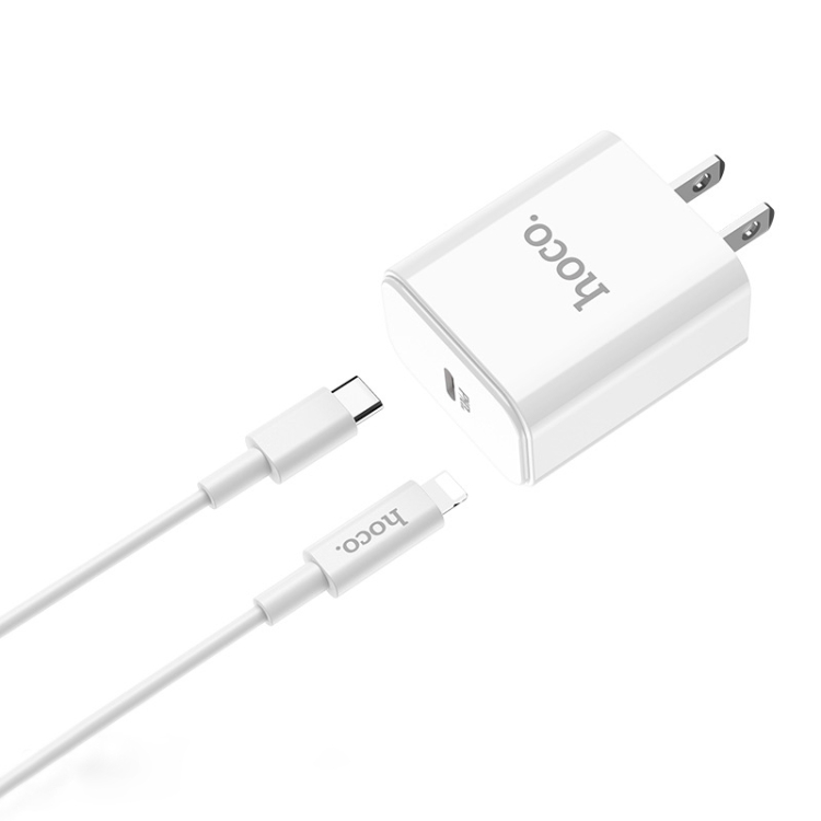 

hoco C71 Star Speed PD3.0 Charger Set with Type-C to 8 Pin Data Cable, US Plug (White)