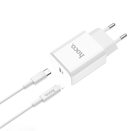 

hoco C71A Star Speed PD3.0 Charger Set with Type-C to 8 Pin Data Cable, EU Plug (White)