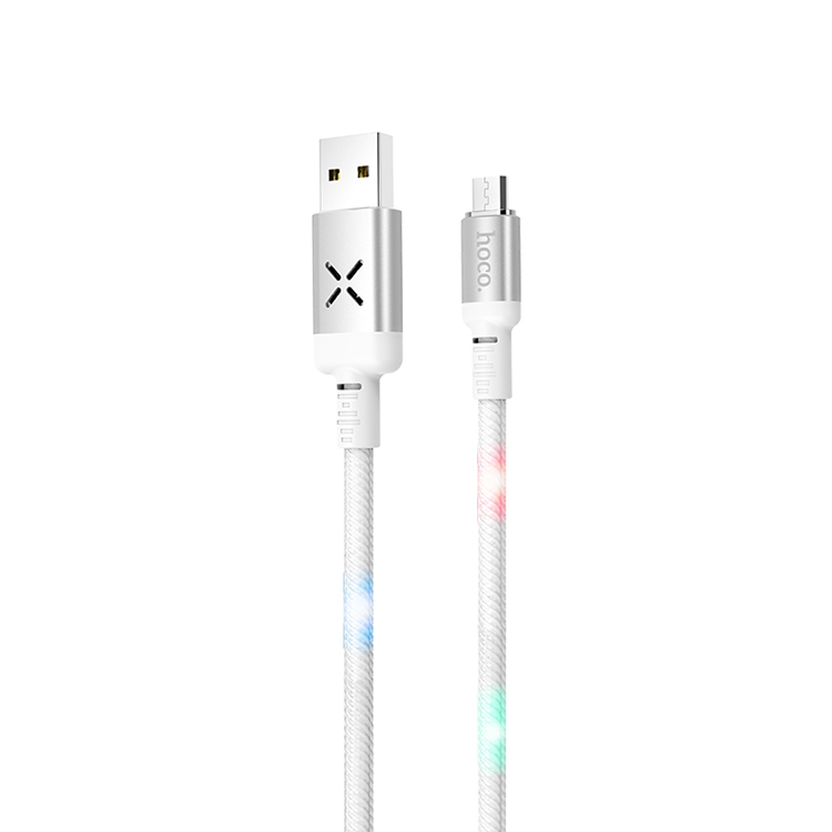 

hoco U63 Micro to USB Voice Activation Flashing Charging Data Cable, Length: 1.2m(White)