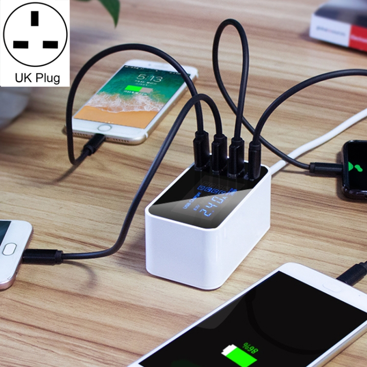 

CDA30 20W 3 USB Ports + USB-C / Type-C Ports Multi-function Charger with LED Display, UK Plug