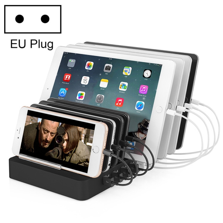 

X6 96W 2.4A 8 USB Ports Smart Charger with Detachable Bezel, EU Plug (Black)
