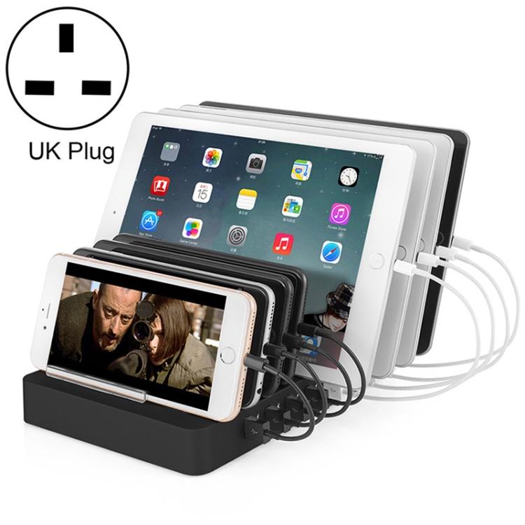 

X6 96W 2.4A 8 USB Ports Smart Charger with Detachable Bezel, UK Plug (Black)