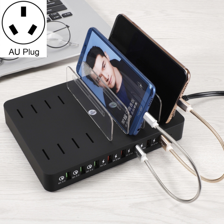 

X6S 110W 3 QC 3.0 USB Ports + 5 USB Ports Smart Charger with Detachable Bezel, AU Plug