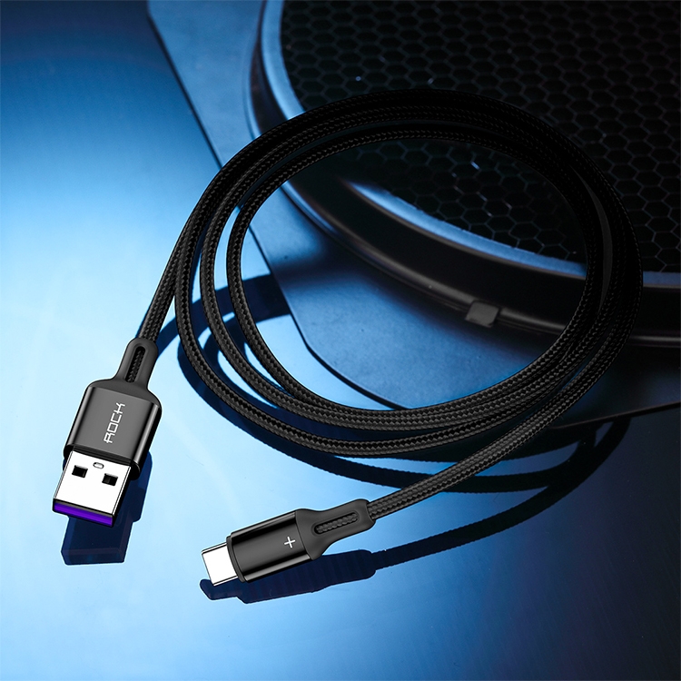 

ROCK R2 5A Type-C / USB-C Metal Braided Fast Charging Data Cable, Length: 1m (Black)