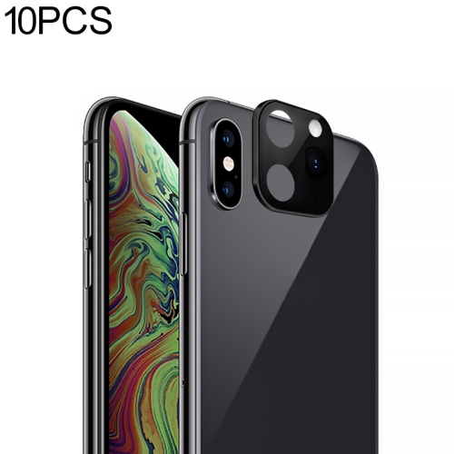 

10 PCS Copy iP 11 Pro / iP 11 Pro Max Metal + Plexiglass Lens Protective Cover for iPhone X / XS / XS Max(Black)